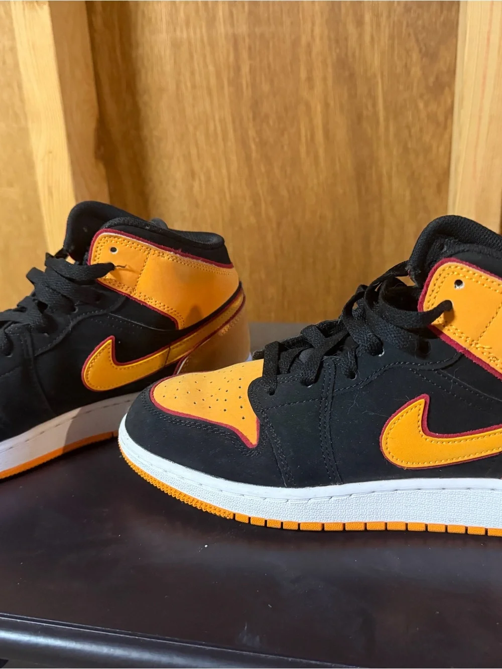 Nike Kids Black and Orange High-Top Sneakers